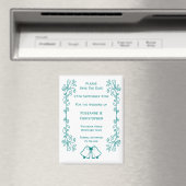 Blauwgroen Bells Scrollwork Design Wedding Sla de Magneet (Insitu (Vaatwasser))