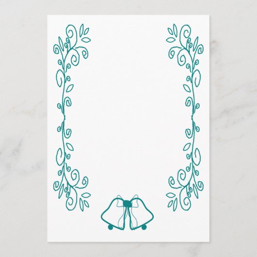 Blauwgroen Bells Scrollwork Ontwerp Wedding Menu (Achterkant)