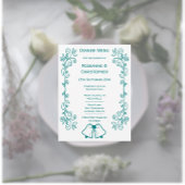 Blauwgroen Bells Scrollwork Ontwerp Wedding Menu