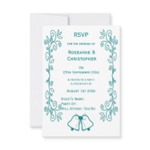 Blauwgroen Bells Scrollwork Ontwerp Wedding