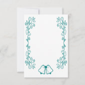 Blauwgroen Bells Scrollwork Ontwerp Wedding RSVP Kaartje (Achterkant)