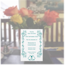 Blauwgroen Bells Scrollwork Ontwerp Wedding