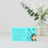 Blauwgroen benoeming van Janitorial Lady Cleaning Visitekaartje (Staand voorkant)