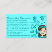 Blauwgroen benoeming van Janitorial Lady Cleaning Visitekaartje (Voorkant)