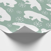 Blauwgroen Beren met groen en wit podium winterpat Cadeaupapier (Hoek)