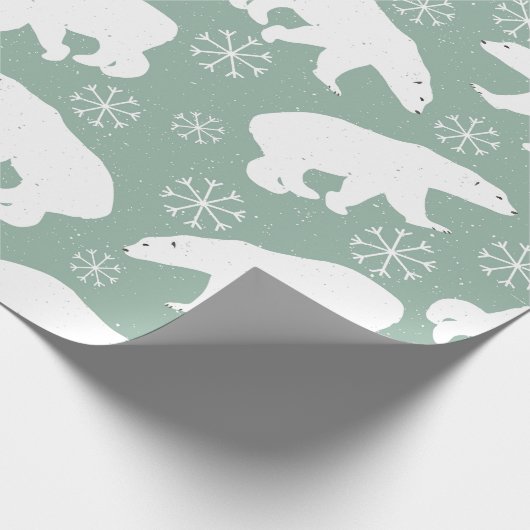 Blauwgroen Beren met groen en wit podium winterpat Cadeaupapier (Hoek)