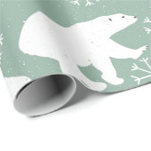 Blauwgroen Beren met groen en wit podium winterpat Cadeaupapier (Rol Hoek)