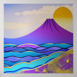 Blauwgroen bergen van het Poster van de Oceaan