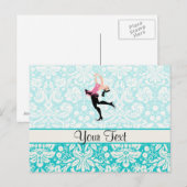 Blauwgroen beschadigheidspatroon IJsschaatsen Briefkaart (Voorkant / Achterkant)