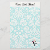 Blauwgroen beschadigheidspatroon IJsschaatsen Briefpapier (Voorkant)