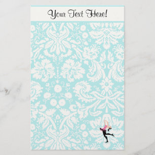 Blauwgroen beschadigheidspatroon IJsschaatsen Briefpapier