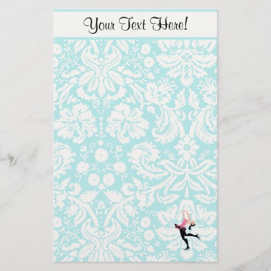 Blauwgroen beschadigheidspatroon IJsschaatsen Briefpapier (Voorkant)