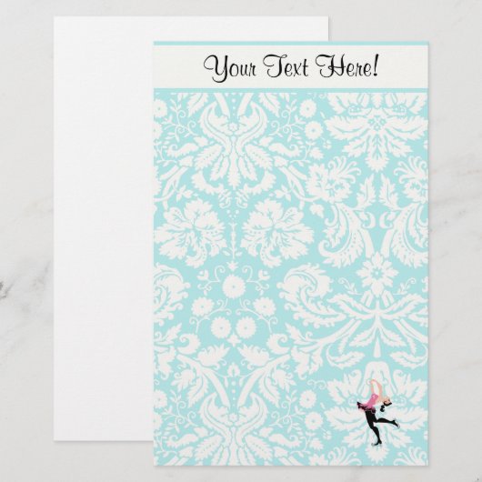 Blauwgroen beschadigheidspatroon IJsschaatsen Briefpapier (Voorkant / Achterkant)