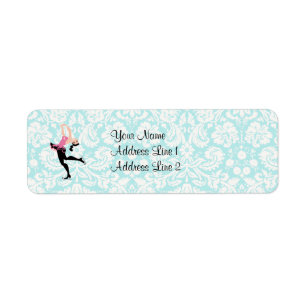 Blauwgroen beschadigheidspatroon IJsschaatsen Etiket