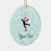 Blauwgroen beschadigheidspatroon IJsschaatsen Keramisch Ornament (Rechts)