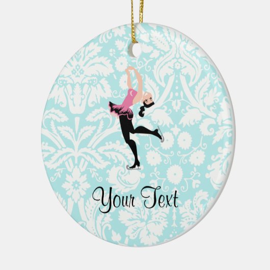 Blauwgroen beschadigheidspatroon IJsschaatsen Keramisch Ornament (Links)