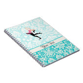 Blauwgroen beschadigheidspatroon IJsschaatsen Notitieboek (Rechterzijde)