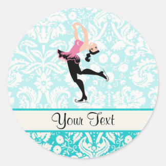 Blauwgroen beschadigheidspatroon IJsschaatsen Ronde Sticker