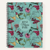 Blauwgroen Beste Mama Ooit Bloemen Kolibrie Tuin Notitieboek (Voorkant)