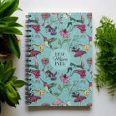 Blauwgroen Beste Mama Ooit Bloemen Kolibrie Tuin Notitieboek