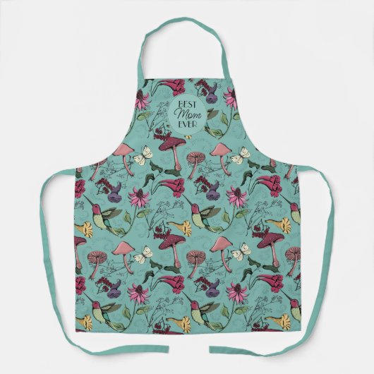  Blauwgroen Beste Moeder Ooit Foto Kolibrie Schort (Voorkant)