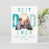 Blauwgroen Beste Pap Ooit Onze Super Pap Vaders Da Feestdagenkaart (Staand voorkant)