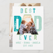 Blauwgroen Beste Pap Ooit Onze Super Pap Vaders Da Feestdagenkaart (Voorkant / Achterkant)