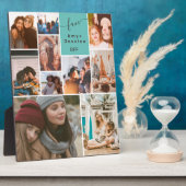 Blauwgroen Beste vrienden bijff script 10 foto col Fotoplaat (Zijkant)