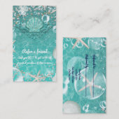 Blauwgroen betoverd Zee Starfish & Bubbles Beach V Aanbevelingskaartje (Voorkant / Achterkant)