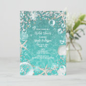 Blauwgroen Betoverd Zee Zeester & Bubbels Bruids Kaart (Staand voorkant)