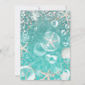 Blauwgroen Betoverd Zee Zeester & Bubbels Bruids Kaart (Achterkant)