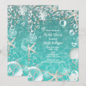 Blauwgroen Betoverd Zee Zeester & Bubbels Bruids Kaart (Voorkant / Achterkant)