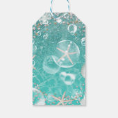 Blauwgroen betoverd Zee zeesterren & bubbels feest Cadeaulabel (Achterkant)