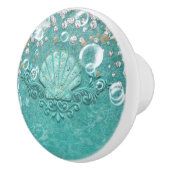 Blauwgroen Betoverd Zee Zeesterren & Bubbels Ocean Keramische Knop (Rechts)