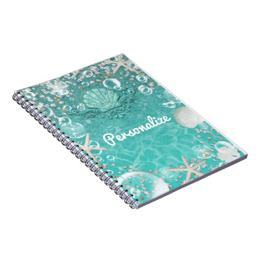 Blauwgroen Betoverd Zee Zeesterren & Bubbels Ocean Notitieboek (Rechterzijde)