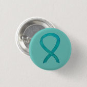 Blauwgroen bewustmakingslint, aangepaste kunstlapt ronde button 3,2 cm (Voorkant /achterkant)