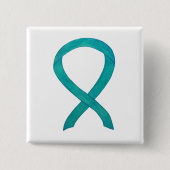 Blauwgroen bewustmakingslint, aangepaste kunstlapt vierkante button 5,1 cm (Voorkant)