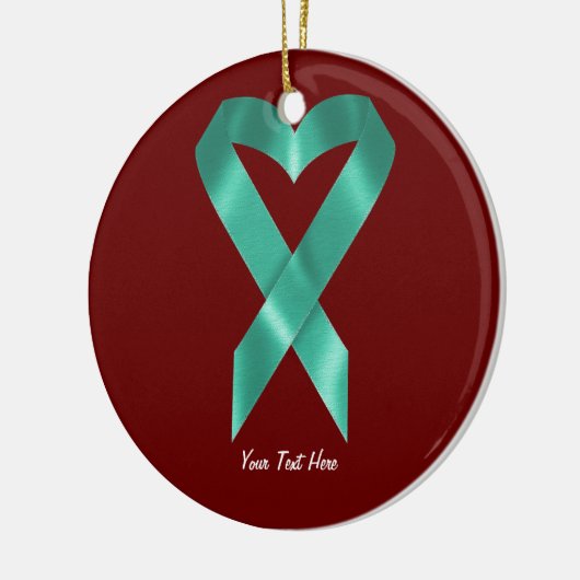 Blauwgroen bewustmakingslint (aanpasbaar) keramisch ornament (Links)