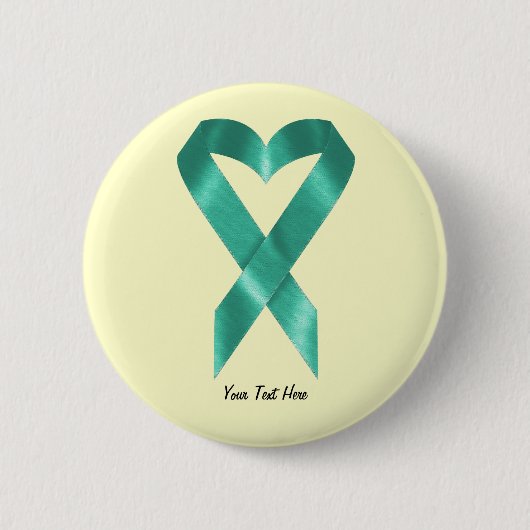 Blauwgroen bewustmakingslint (aanpasbaar) ronde button 5,7 cm (Voorkant)