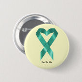 Blauwgroen bewustmakingslint (aanpasbaar) ronde button 5,7 cm (Voorkant /achterkant)