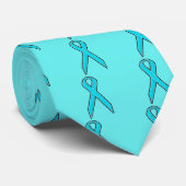 Blauwgroen bewustmakingslint stropdas (Opgerold)