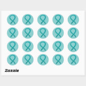Blauwgroen bewustmakingsribbon aangepaste decorati ronde sticker (Vel)