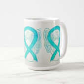 Blauwgroen bewustzijn Ribbon Angel Art Mok (Voorkant rechts)