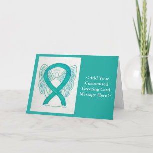 Blauwgroen bewustzijn - Ribbon Angel - Gepersonali Kaart