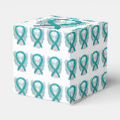 Blauwgroen bewustzijn Ribbon Angel Party Favor Box Bedankdoosjes (Achterkant)