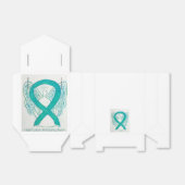 Blauwgroen bewustzijn Ribbon Angel Party Favor Box Bedankdoosjes (Uitgevouwen)
