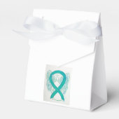 Blauwgroen bewustzijn Ribbon Angel Party Favor Box Bedankdoosjes (Voorkant Zijde)