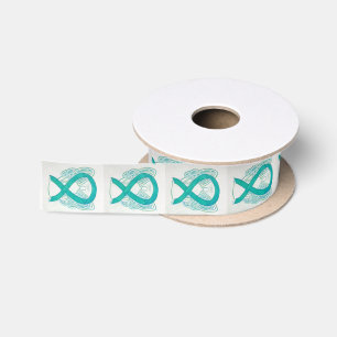 Blauwgroen bewustzijn Ribbon Angel Ribbons Satijnen Lint