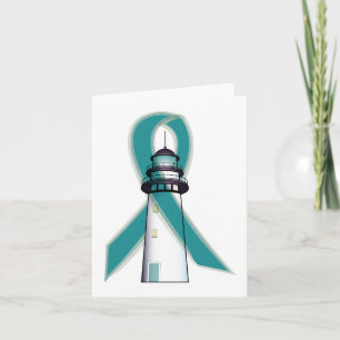 Blauwgroen Bewustzijn Ribbon Vuurtoren van Hoop Kaart
