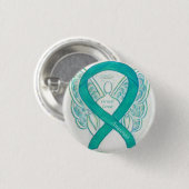 Blauwgroen bewustzijn van baarmoederhalskanker Rib Ronde Button 3,2 Cm (Voorkant /achterkant)